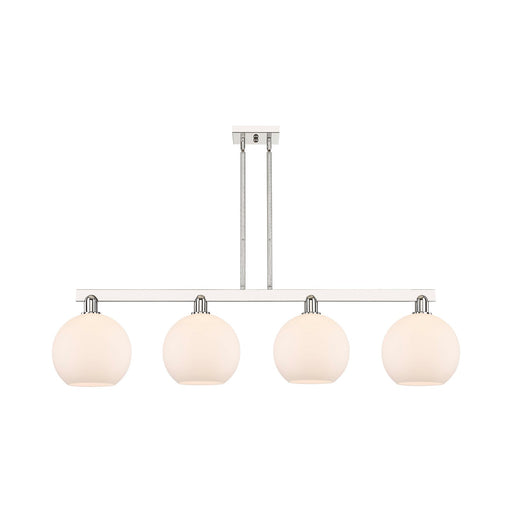 Innovations Athens 53in 4-Light Island Light | Industrial Polished Nickel and Matte White Glass | Kitchen Island & Dining Room | Model 716-4I-PN-G121-10