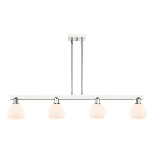 Innovations Athens 49in 4-Light Island Light | Industrial Polished Nickel and Matte White Glass | Kitchen Island & Dining Room | Model 716-4I-PN-G121-6