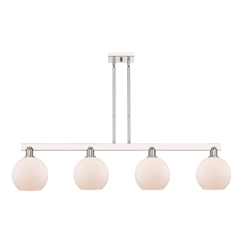 Innovations Athens 51in 4-Light Island Light | Industrial Polished Nickel and Matte White Glass | Kitchen Island & Dining Room | Model 716-4I-PN-G121-8