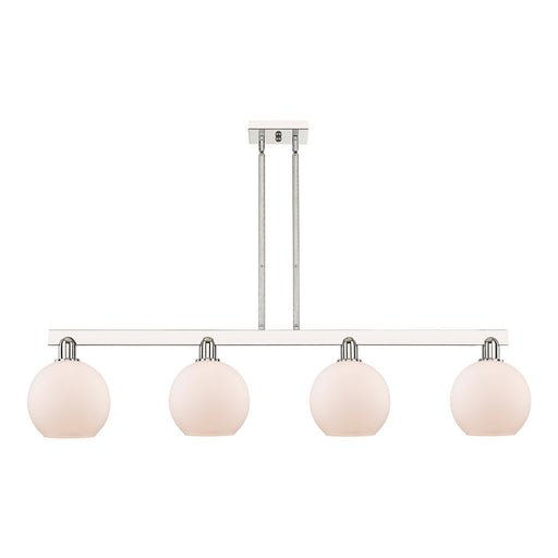 Innovations Athens 51in 4-Light Island Light | Industrial Polished Nickel and Matte White Glass | Kitchen Island & Dining Room | Model 716-4I-PN-G121-8