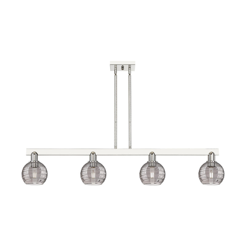 Innovations Athens Deco Swirl 48in 4-Light Island Light | Industrial Polished Nickel and Light Smoke Glass | Kitchen Island & | Model 716-4I-PN-G1213-6SM