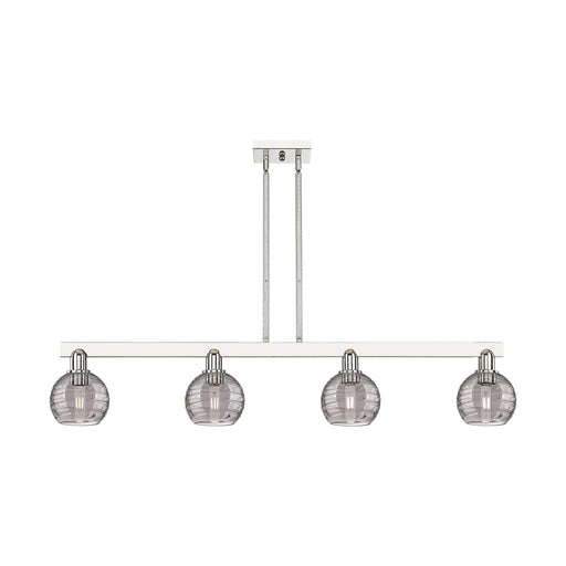 Innovations Athens Deco Swirl 48in 4-Light Island Light | Industrial Polished Nickel and Light Smoke Glass | Kitchen Island & | Model 716-4I-PN-G1213-6SM