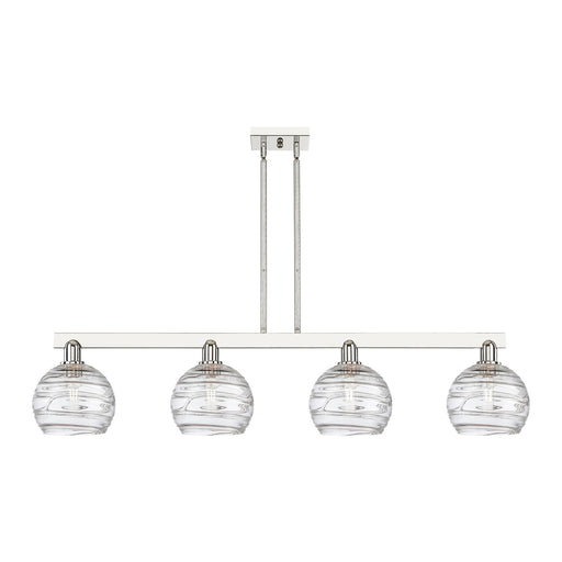 Innovations Athens Deco Swirl 51in 4-Light Island Light | Industrial Polished Nickel Steel and Clear Deco Swirl Glass | Model 716-4I-PN-G1213-8CL