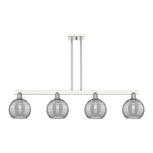 Innovations Athens Deco Swirl 51in 4-Light Island Light | Industrial Polished Nickel Steel and Light Smoke Glass | Kitchen | Model 716-4I-PN-G1213-8SM
