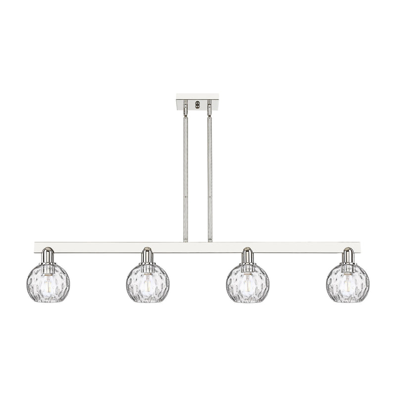 Innovations Athens Water Glass 49in 4-Light Island Light | Industrial Polished Nickel and Clear Water Glass | Kitchen Island & | Model 716-4I-PN-G1215-6