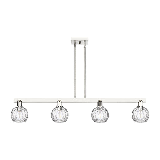 Innovations Athens Water Glass 49in 4-Light Island Light | Industrial Polished Nickel and Clear Water Glass | Kitchen Island & | Model 716-4I-PN-G1215-6