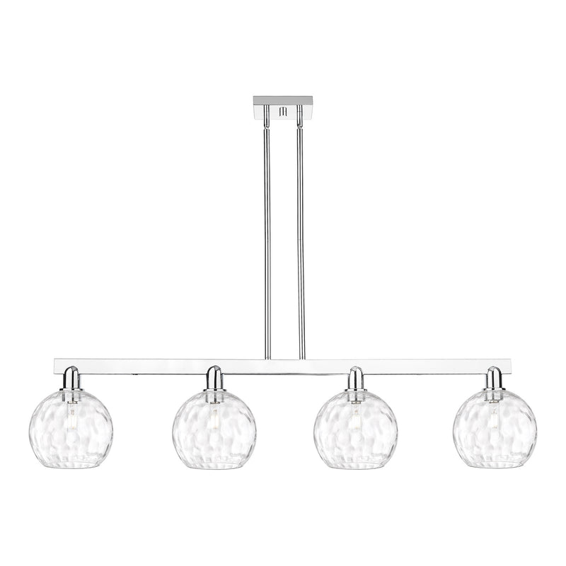 Innovations Athens Water Glass 51in 4-Light Island Light | Industrial Polished Nickel and Clear Water Glass | Kitchen Island & | Model 716-4I-PN-G1215-8