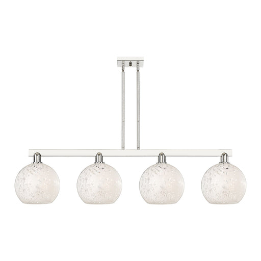 Innovations Lighting Arcadia 53in 4-Light Island Light | Industrial Polished Nickel and White Mouchette Glass | Kitchen | Model 716-4I-PN-G1216-10WM