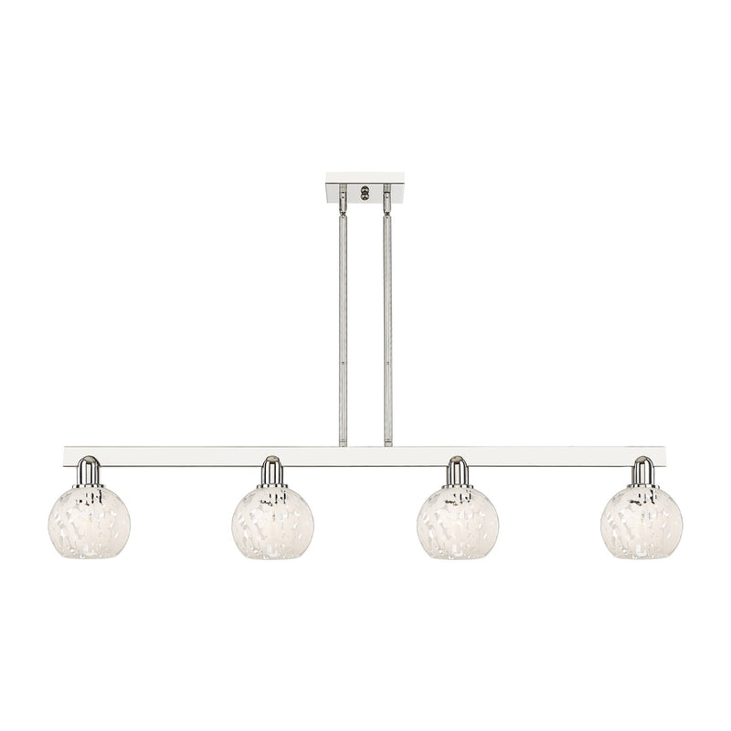Innovations Lighting Arcadia 49in 4-Light Island Light | Industrial Polished Nickel and White Mouchette Glass | Kitchen Island | Model 716-4I-PN-G1216-6WM