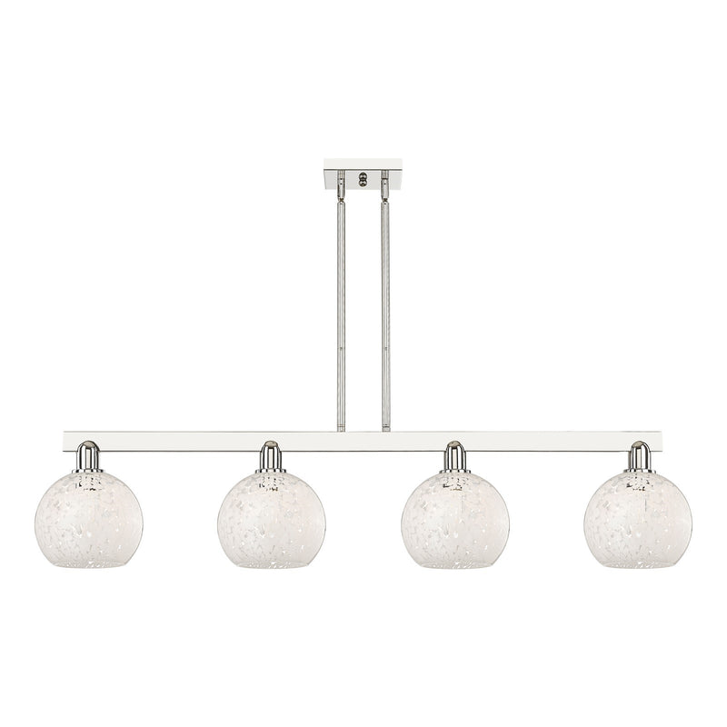 Innovations Lighting Arcadia 51in 4-Light Island Light | Industrial Polished Nickel and White Mouchette Glass | Kitchen Island | Model 716-4I-PN-G1216-8WM