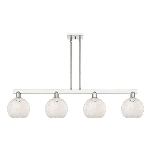 Innovations Lighting Arcadia 51in 4-Light Island Light | Industrial Polished Nickel and White Mouchette Glass | Kitchen Island | Model 716-4I-PN-G1216-8WM