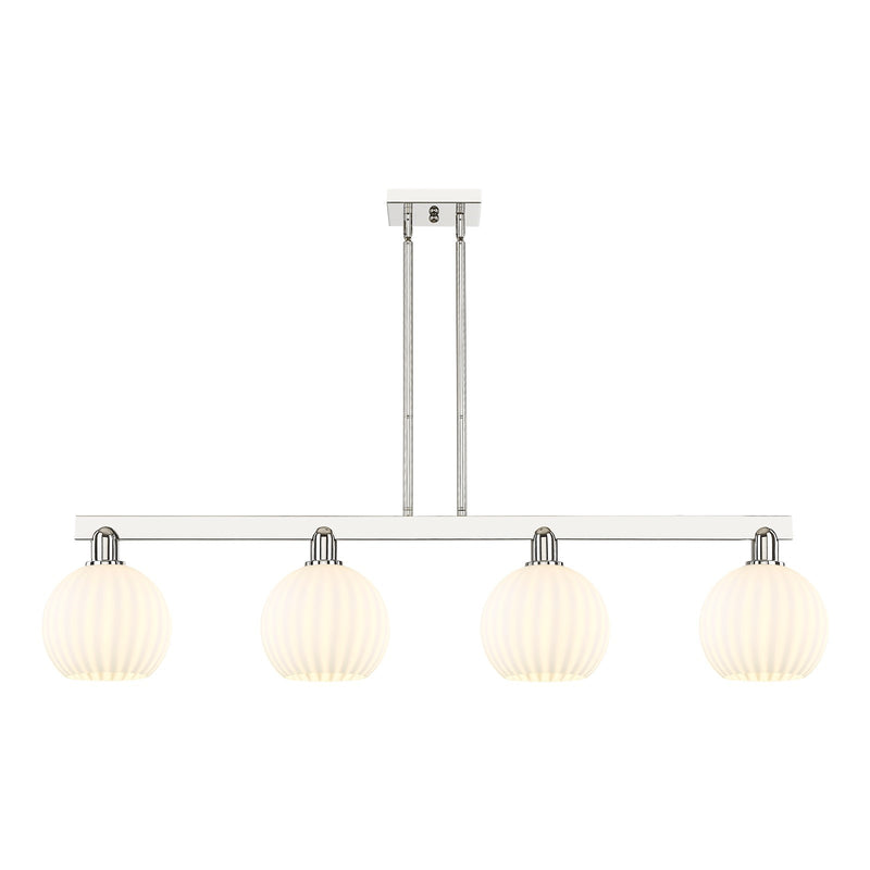 Innovations Lighting Arcadia 48in 4-Light Island Light | Modern Contemporary Polished Nickel and White Venetian Glass | Model 716-4I-PN-G1217-8WV