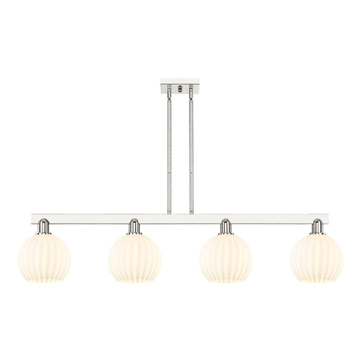 Innovations Lighting Arcadia 48in 4-Light Island Light | Modern Contemporary Polished Nickel and White Venetian Glass | Model 716-4I-PN-G1217-8WV