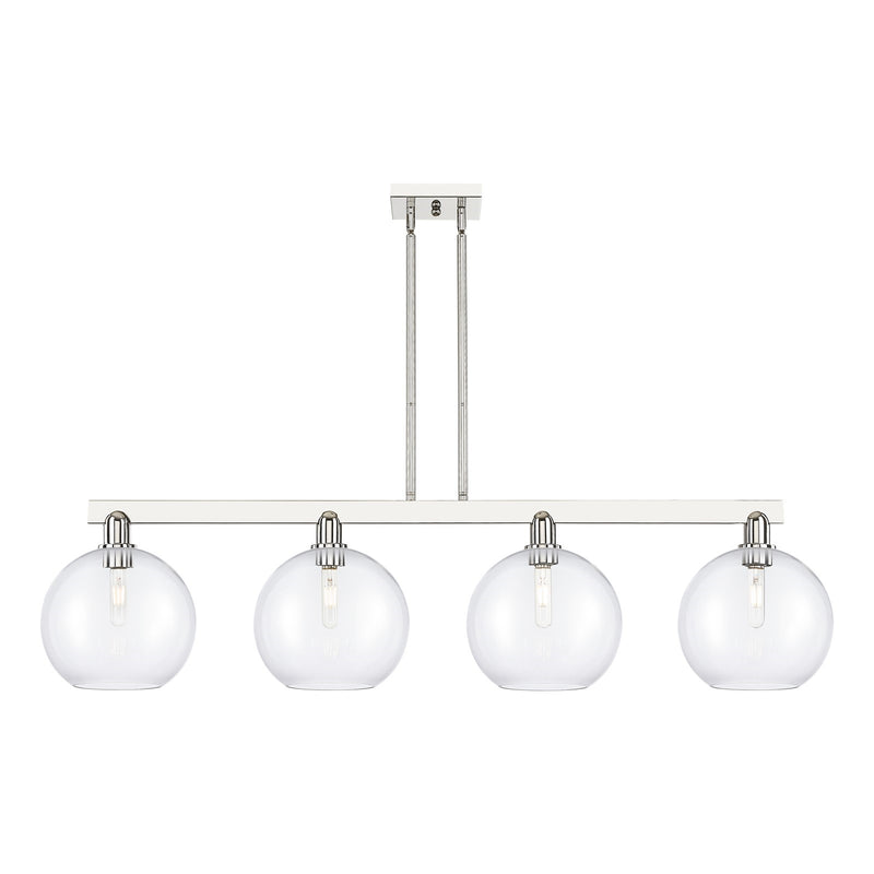 Innovations Athens 53in 4-Light Island Light | Industrial Polished Nickel Steel and Clear Glass | Kitchen Island & Dining Room | Model 716-4I-PN-G122-10