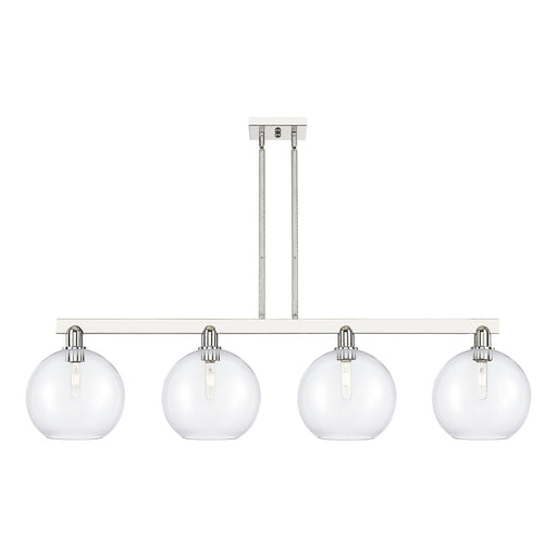 Innovations Athens 53in 4-Light Island Light | Industrial Polished Nickel Steel and Clear Glass | Kitchen Island & Dining Room | Model 716-4I-PN-G122-10