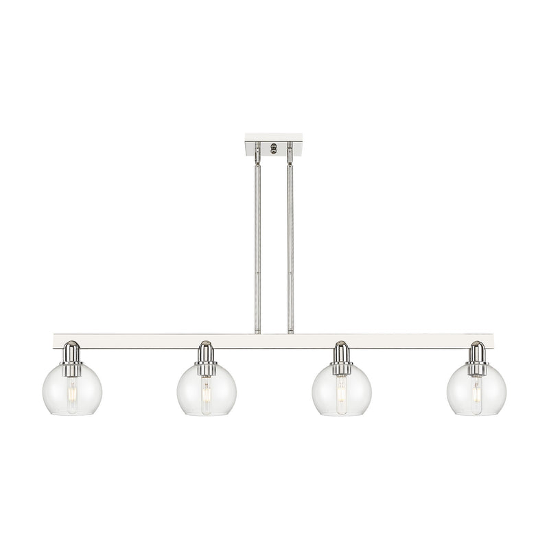 Innovations Athens 49in 4-Light Island Light | Industrial Polished Nickel and Clear Glass | Kitchen Island & Dining Room | Model 716-4I-PN-G122-6