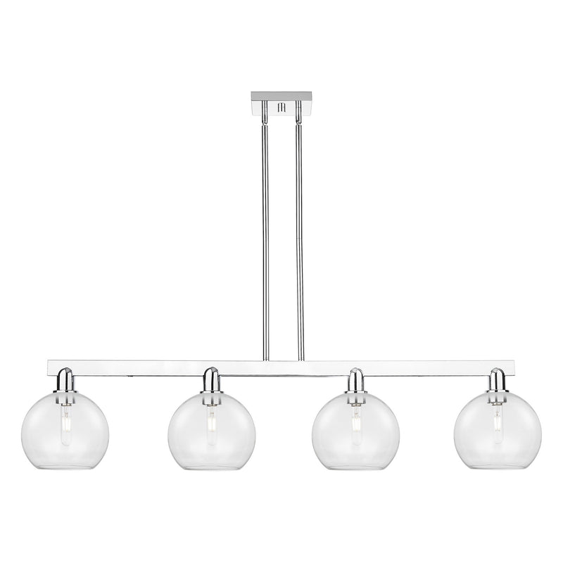 Innovations Athens 51in 4-Light Island Light | Industrial Modern Polished Nickel and Clear Glass | Kitchen Island & Dining Room | Model 716-4I-PN-G122-8