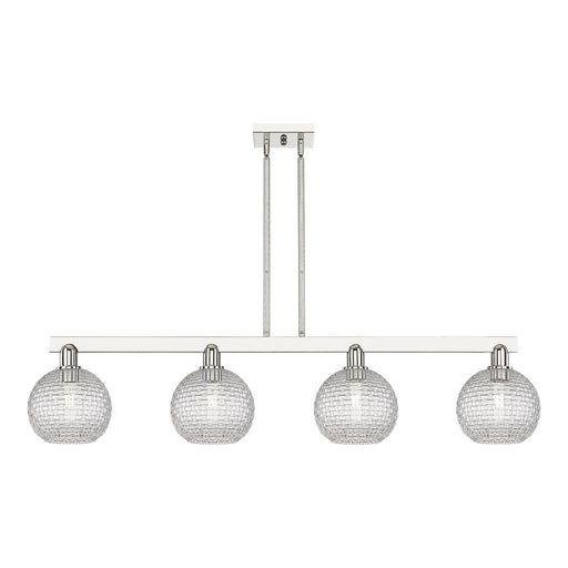 Innovations Athens 51in 4-Light Island Light | Industrial Polished Nickel and Clear Basket Weave Glass | Kitchen Island & | Model 716-4I-PN-G122C-8CL