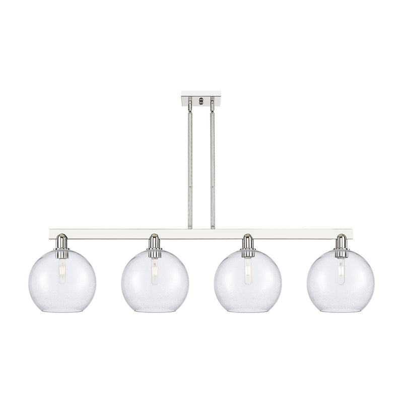 Innovations Athens 53in 4-Light Island Light | Industrial Polished Nickel Steel and Seedy Glass | Kitchen Island & Dining Room | Model 716-4I-PN-G124-10