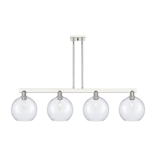 Innovations Athens 53in 4-Light Island Light | Industrial Polished Nickel Steel and Seedy Glass | Kitchen Island & Dining Room | Model 716-4I-PN-G124-10
