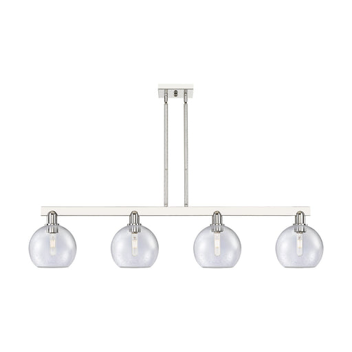 Innovations Athens 51in 4-Light Island Light | Industrial Polished Nickel Steel and Seedy Glass | Kitchen Island & Dining Room | Model 716-4I-PN-G124-8