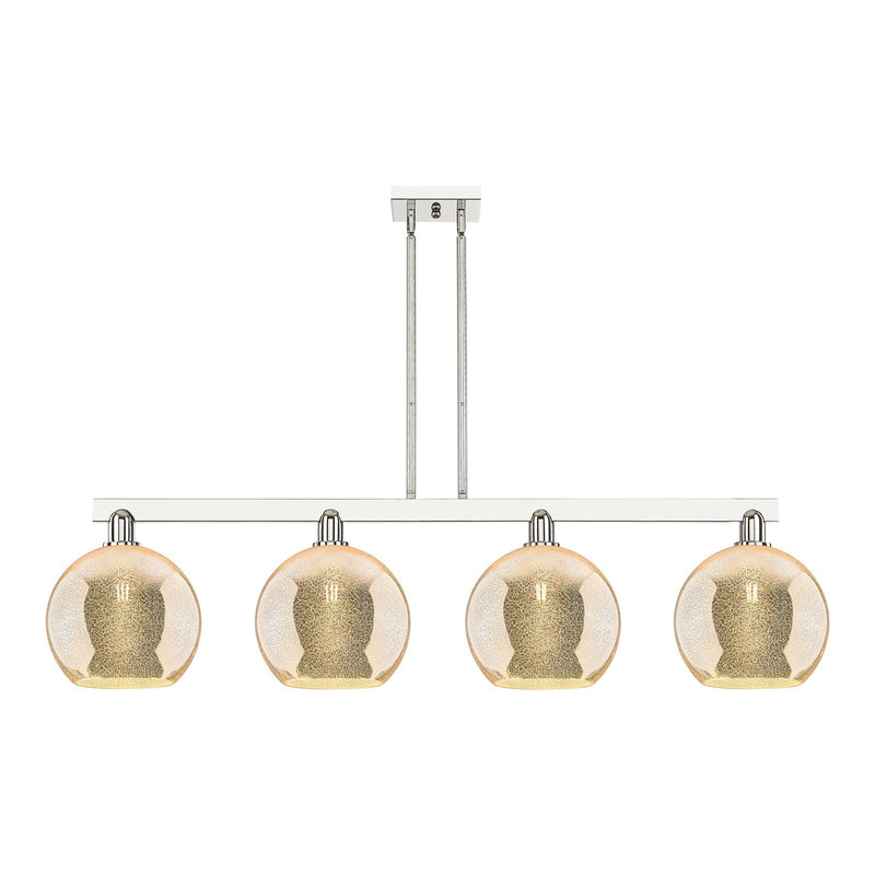 Innovations Athens 53in 4-Light Island Light | Industrial Polished Nickel and Mercury Glass | Kitchen Island & Dining Room | Model 716-4I-PN-G128-10