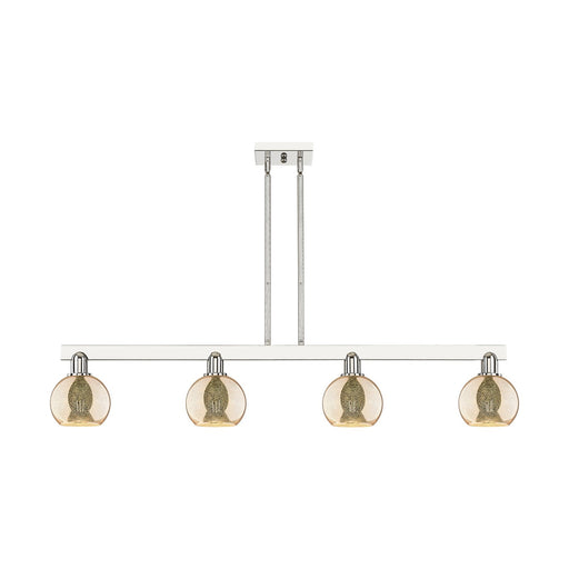 Innovations Athens 49in 4-Light Island Light | Industrial Polished Nickel Steel and Mercury Glass | Kitchen Island & Dining Room | Model 716-4I-PN-G128-6