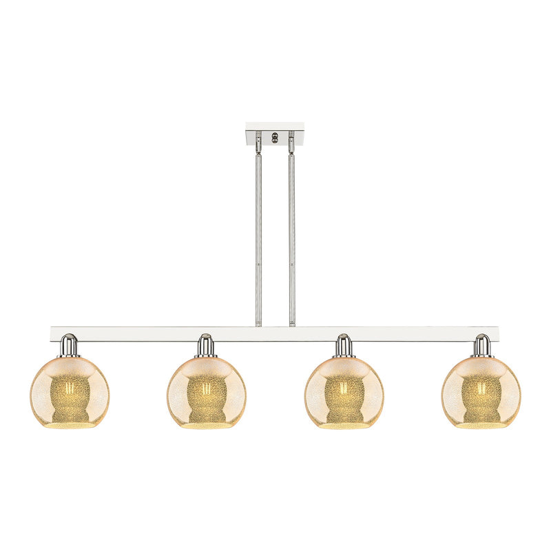 Innovations Athens 51in 4-Light Island Light | Industrial Polished Nickel and Mercury Glass | Kitchen Island & Dining Room | Model 716-4I-PN-G128-8