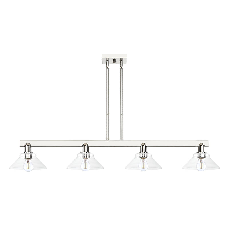 Innovations Orwell 51in 4-Light Island Light | Industrial Polished Nickel and Clear Glass | Kitchen Island & Dining Room | Model 716-4I-PN-G132