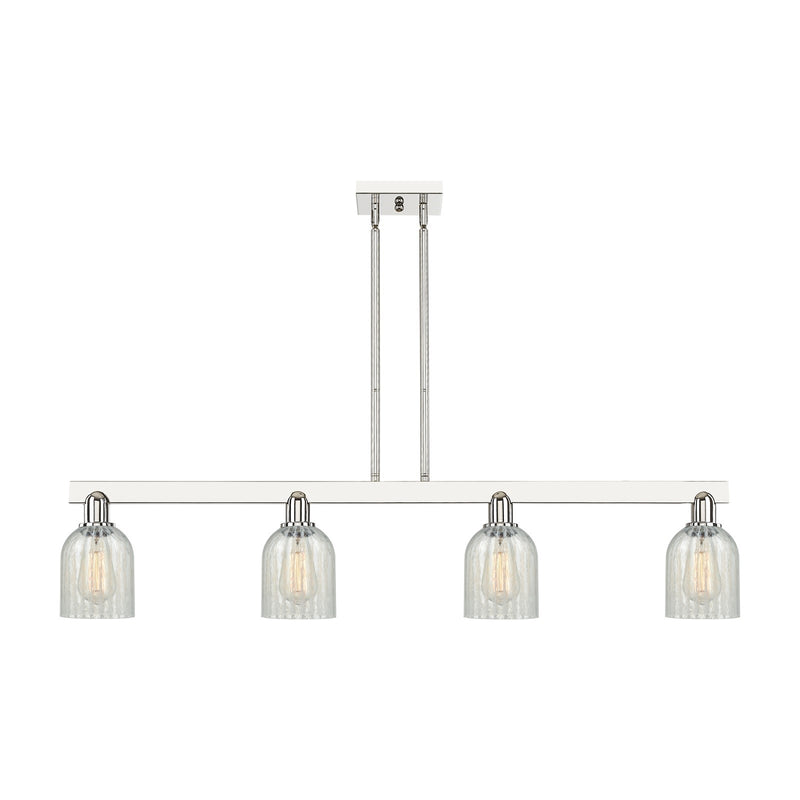 Innovations Caledonia 48in 4-Light Island Light | Industrial Polished Nickel Steel and Mouchette Glass | Kitchen Island & Dining | Model 716-4I-PN-G2511