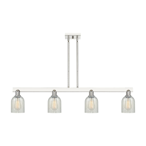 Innovations Caledonia 48in 4-Light Island Light | Industrial Polished Nickel Steel and Mouchette Glass | Kitchen Island & Dining | Model 716-4I-PN-G2511
