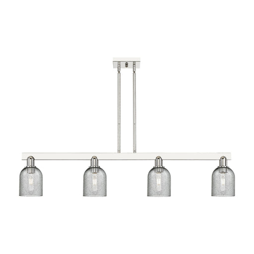 Innovations Caledonia 48in 4-Light Island Light | Industrial Polished Nickel and Charcoal Glass | Kitchen Island & Dining Room | Model 716-4I-PN-G257