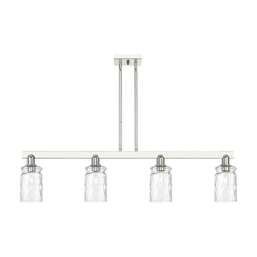 Innovations Candor 48in 4-Light Island Light | Industrial Polished Nickel and Clear Waterglass Glass | Kitchen Island & Dining Room | Model 716-4I-PN-G352