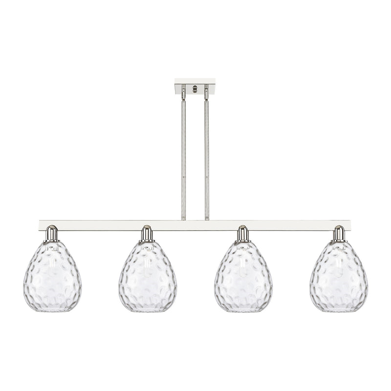 Innovations Waverly 51in 4-Light Island Light | Industrial Polished Nickel Steel and Clear Glass | Kitchen Island & Dining Room | Model 716-4I-PN-G372
