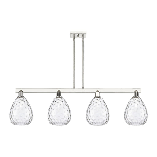 Innovations Waverly 51in 4-Light Island Light | Industrial Polished Nickel Steel and Clear Glass | Kitchen Island & Dining Room | Model 716-4I-PN-G372