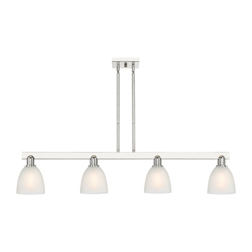Innovations Castile 49in 4-Light Island Light | Industrial Polished Nickel and White Glass | Kitchen Island & Dining Room | Model 716-4I-PN-G381