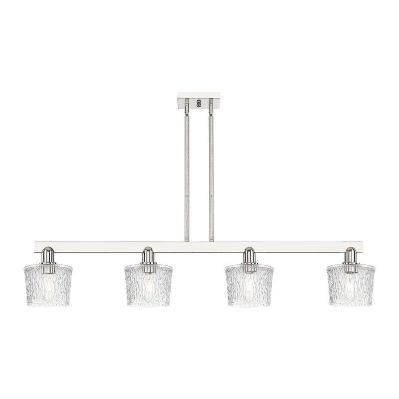 Innovations Niagara 49in 4-Light Island Light | Industrial Polished Nickel and Clear Glass | Kitchen Island | 49.25 x 9.38 x 6.5 in | Model 716-4I-PN-G402