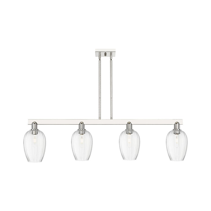 Innovations Preston 4Lt 48" Flute Stem Island Light, PN/CL - 716-4I-PN-G457-6CL