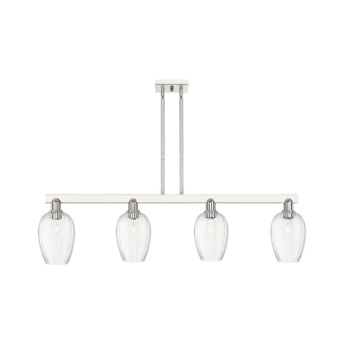 Innovations Preston 4Lt 48" Flute Stem Island Light, PN/CL - 716-4I-PN-G457-6CL
