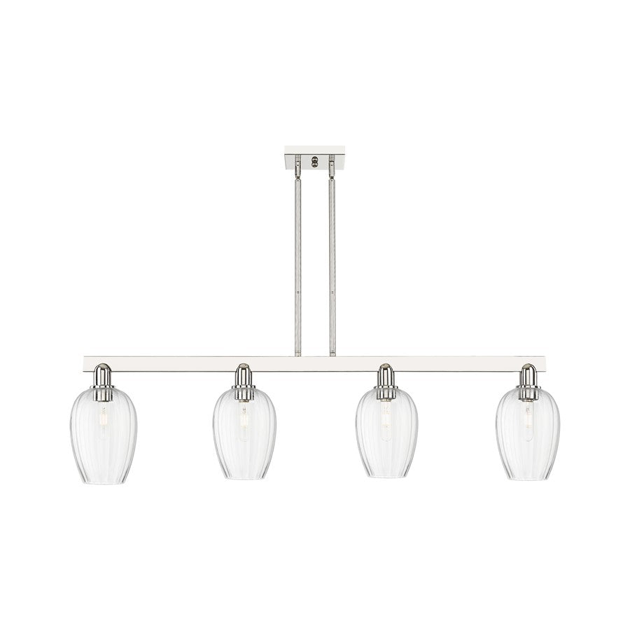 Innovations Preston 4Lt 48" Flute Stem Island Light, PN/CL - 716-4I-PN-G457-6CL