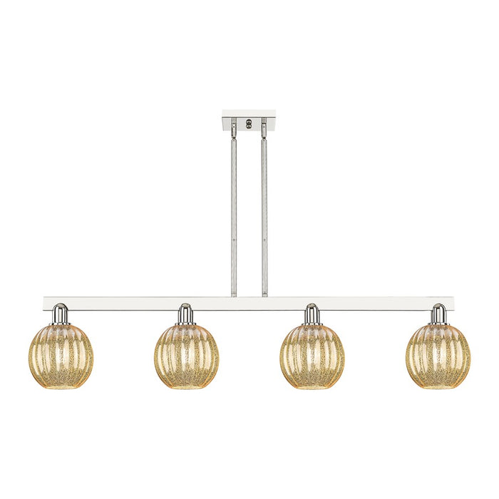 Innovations Preston 4Lt 48" Globe Stem Island Light, PN/MC - 716-4I-PN-G458-7ME
