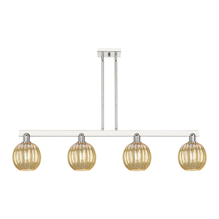 Innovations Preston 4Lt 48" Globe Stem Island Light, PN/MC - 716-4I-PN-G458-7ME