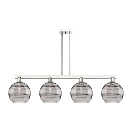 Innovations Rochester 53in 4-Light Island Light | Industrial Polished Nickel and Light Smoke Glass | Kitchen Island & Dining | Model 716-4I-PN-G556-10SM