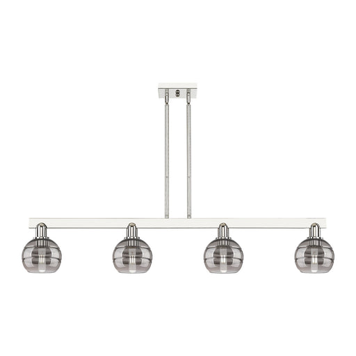 Innovations Rochester 49in 4-Light Island Light | Industrial Polished Nickel and Light Smoke Glass | Kitchen Island & Dining | Model 716-4I-PN-G556-6SM