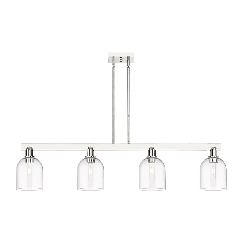 Innovations Bella 48in 4-Light Island Light | Industrial Polished Nickel Steel and Clear Bell Glass | Kitchen Island & Dining | Model 716-4I-PN-G558-6CL