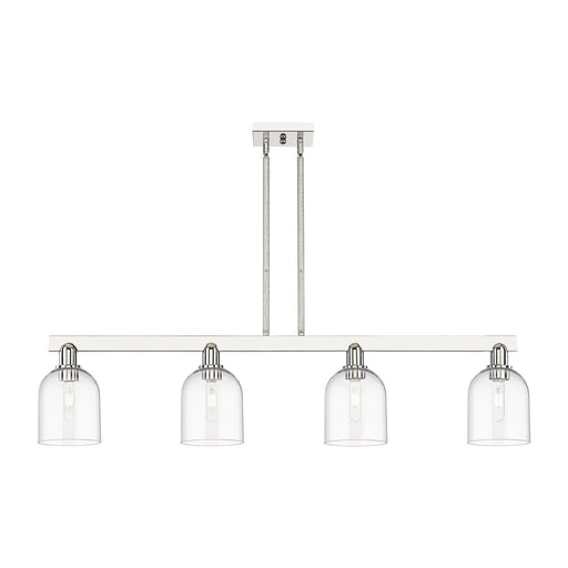Innovations Bella 48in 4-Light Island Light | Industrial Polished Nickel Steel and Clear Bell Glass | Kitchen Island & Dining | Model 716-4I-PN-G558-6CL