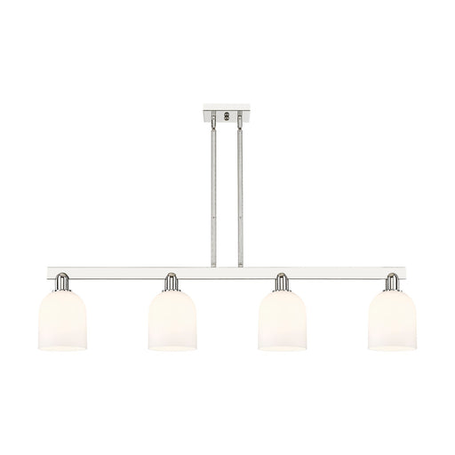 Innovations Bella 48in 4-Light Island Light | Industrial Polished Nickel and White Glass | Kitchen Island & Dining Room | Model 716-4I-PN-G558-6GWH