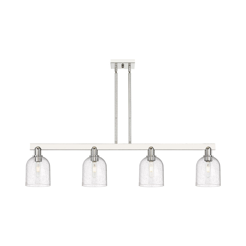 Innovations Bella 48in 4-Light Island Light | Industrial Polished Nickel Steel and Seedy Glass | Kitchen Island & Dining Room | Model 716-4I-PN-G558-6SDY