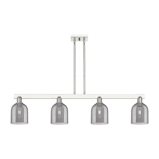 Innovations Bella 48in 4-Light Island Light | Industrial Polished Nickel and Light Smoke Glass | Kitchen Island & Dining Room | Model 716-4I-PN-G558-6SM