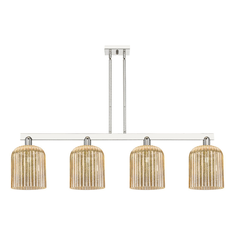 Innovations Bridal Veil 51in 4-Light Island Light | Industrial Polished Nickel and Mercury Ribbed Glass | Kitchen Island & | Model 716-4I-PN-G559-8ME
